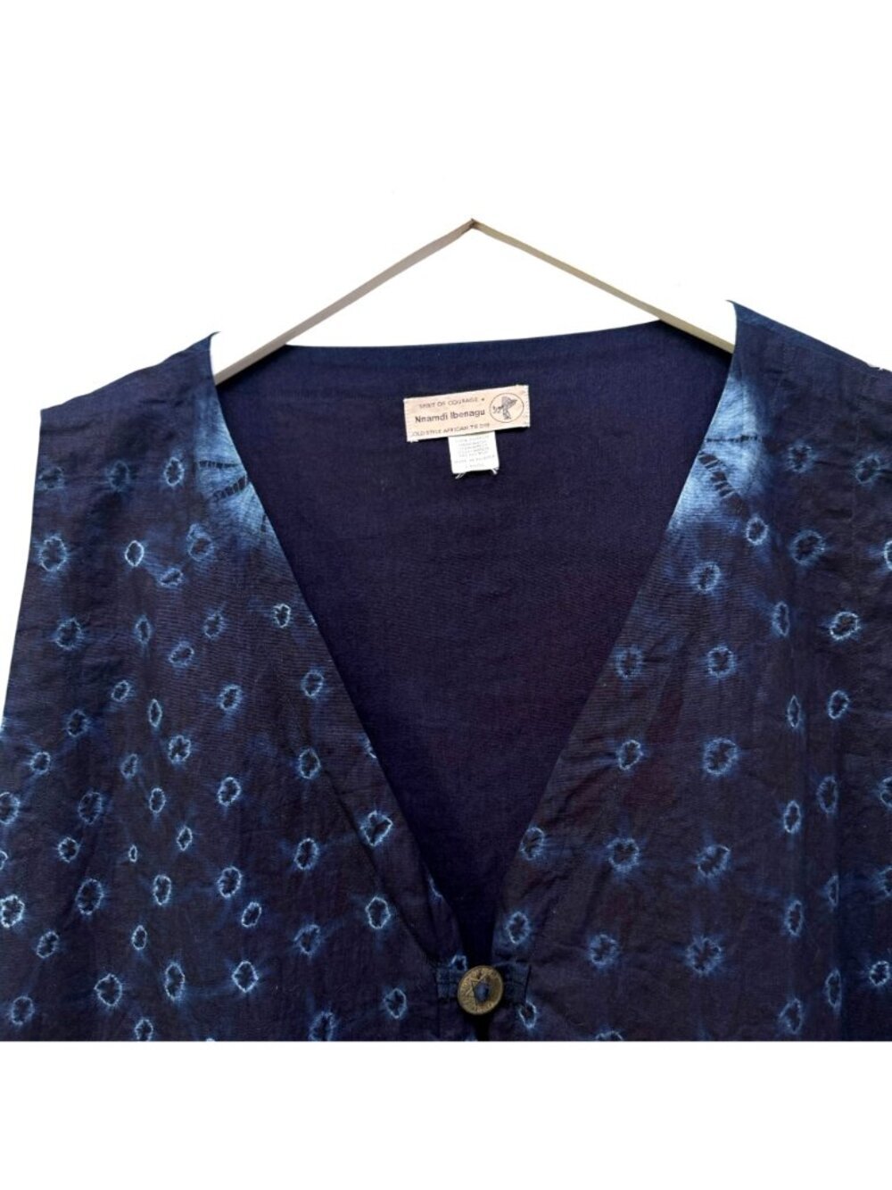 Spirit of Courage Nnamdi Ibenagu Vest Large Oversized Blue Tie Dye Africa Unisex - Picture 6 of 9